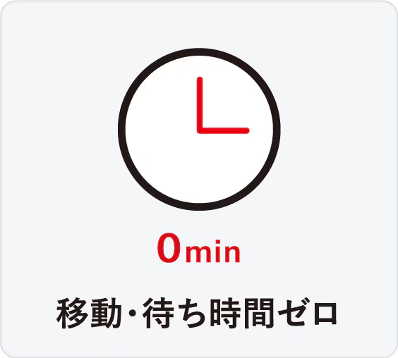 移動や待ち時間なし